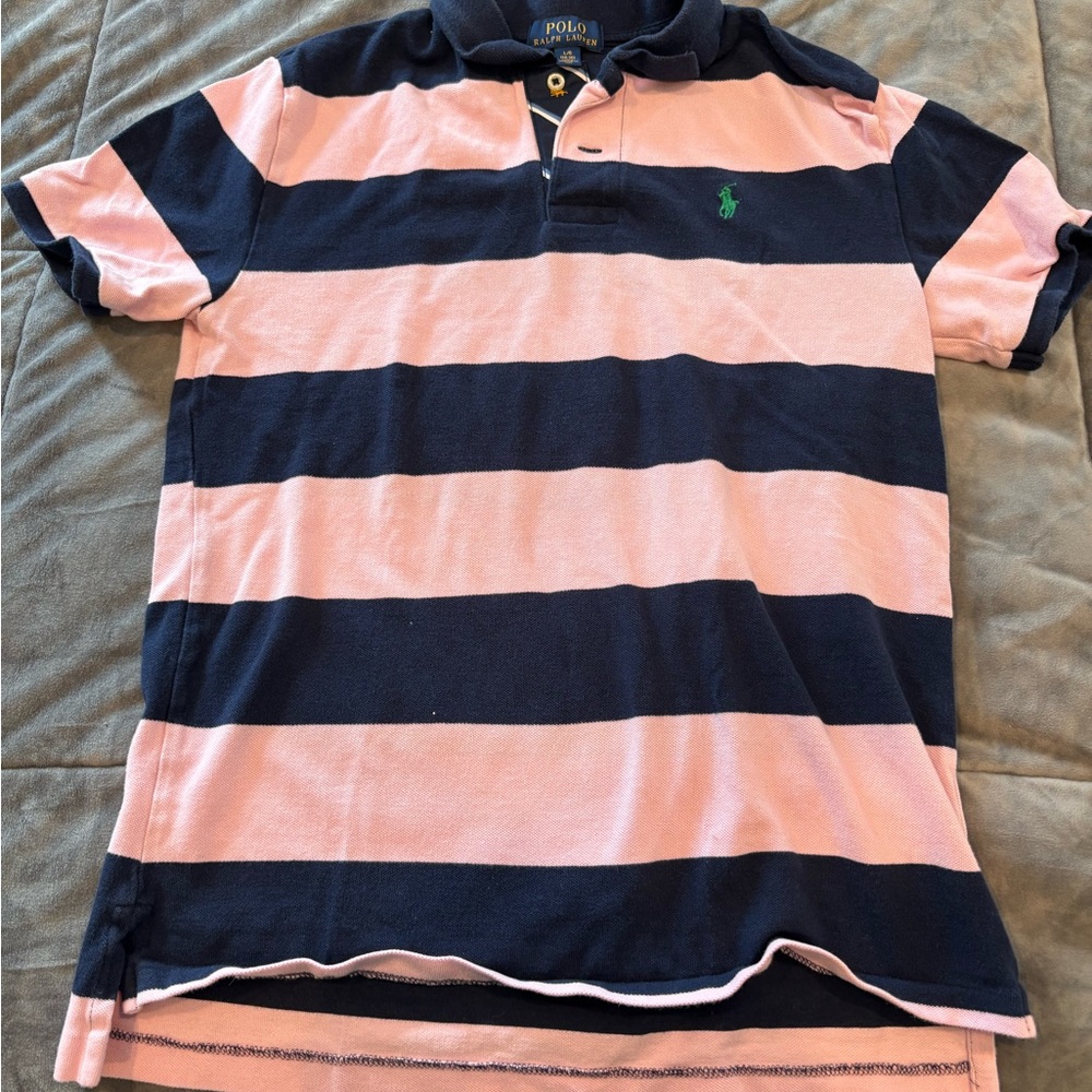 Polo by Ralph Lauren Kids Pink and Navy Striped Polo